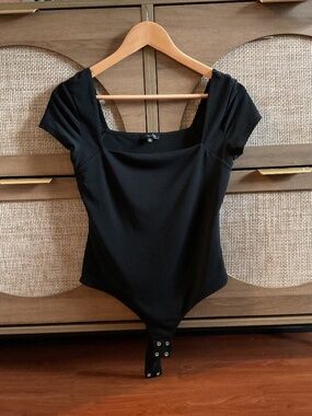 Dynamite - Black Square Neckline Thong Bodysuit - size M